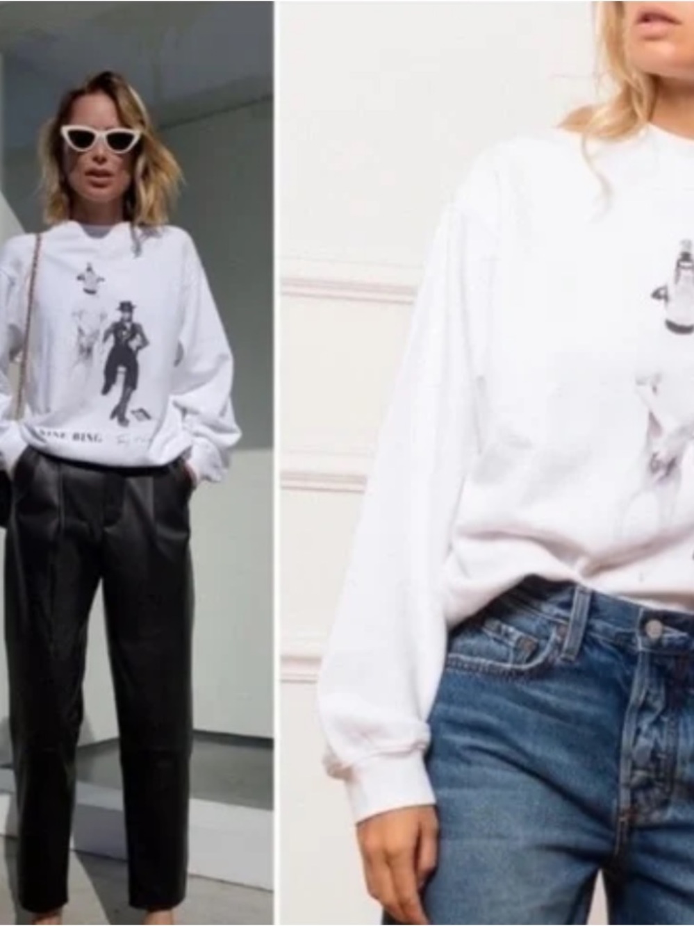 Anine Bing White Graphic Sweatshirt